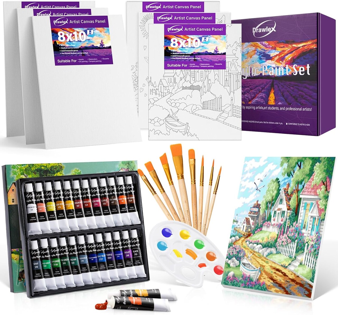 Painting Kit, Paint Set, 39 PCS Acrylic Paint Canvas Set, Painting Set with Acrylic Paints, Canvas, Art Supplies for Kids Adults